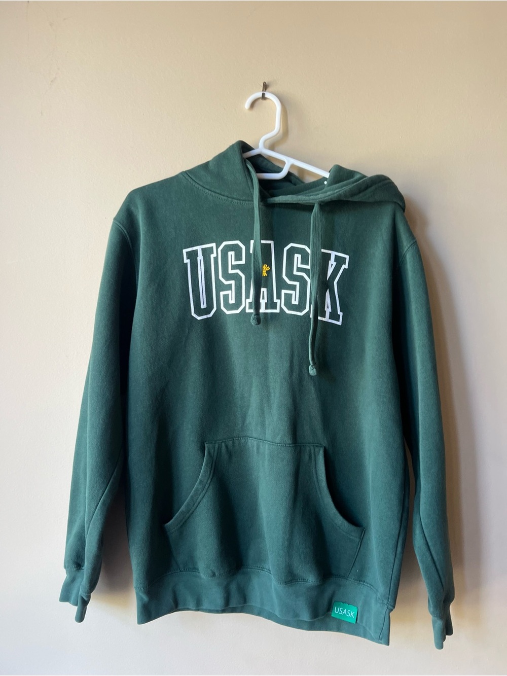 USASK Forest Green Crewneck Hoodie with White Lettering